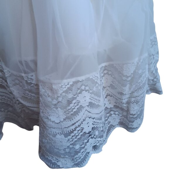 Women's Small Vintage Skirt 1970's White Tiered Chiffon Lace Trimmed - Picture 3 of 7